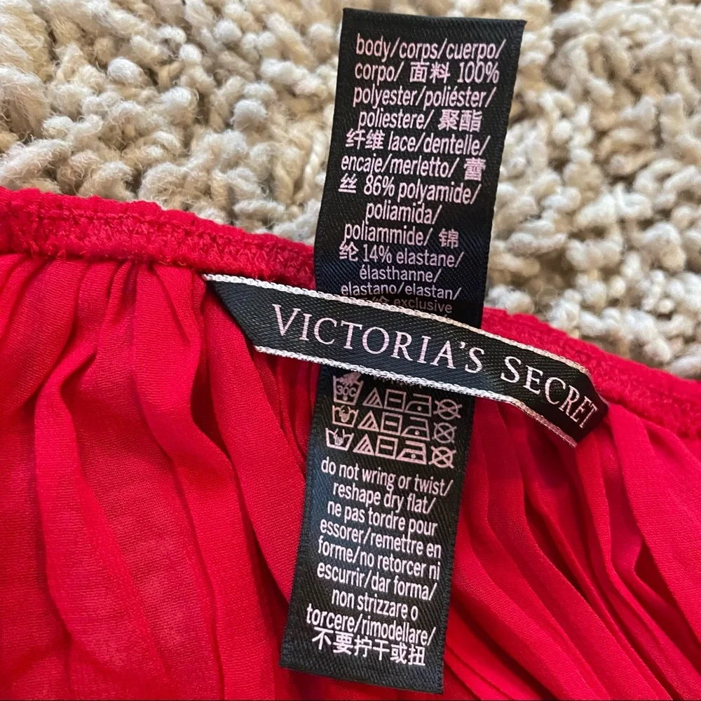 Victoria's Secret Red Lace Babydoll Lingerie Nightie Panty Set Size Large
